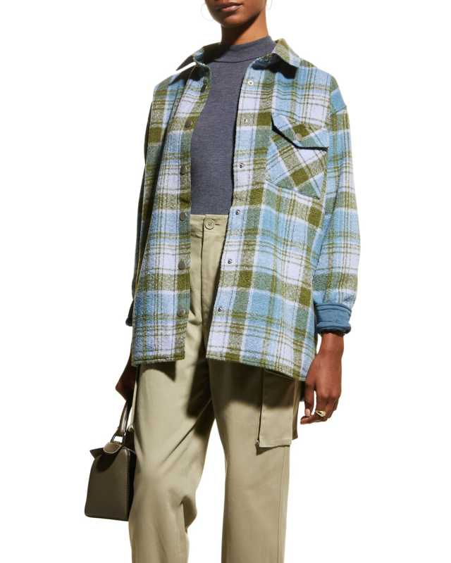 Plaid Snap-Front Shacket